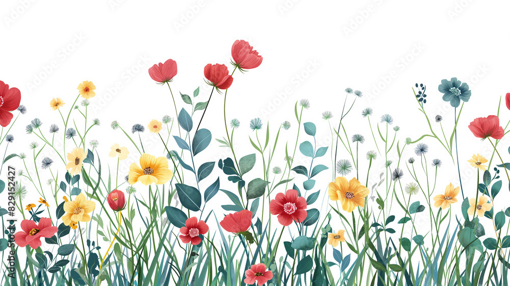 Ilustración flores del campo con fondo blanco
Ilustración flores del campo con fondo blanco
