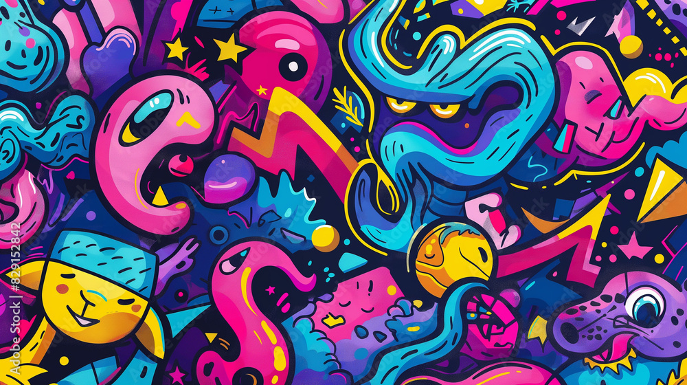 Zodiac-Inspired Graffiti Art Pattern