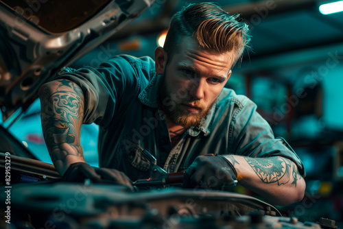 mechanic fixing a car