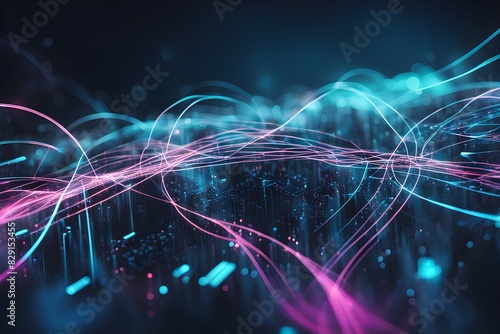 Wallpaper Mural A colorful, abstract image of a cityscape with purple, blue, and pink lines Torontodigital.ca