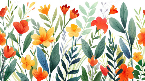 Ilustración flores del campo con fondo blanco 
