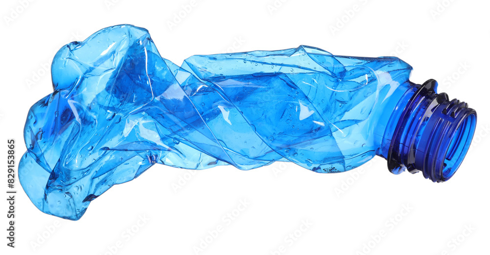 Fototapeta premium Crumpled disposable plastic bottle isolated on white