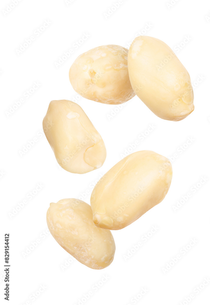 Many peanuts in air on white background Many peanuts in air on white background
