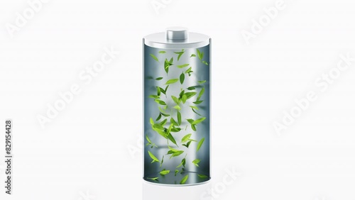 Wallpaper Mural 3D green battery with new energy concept, 3d rendering. Torontodigital.ca
