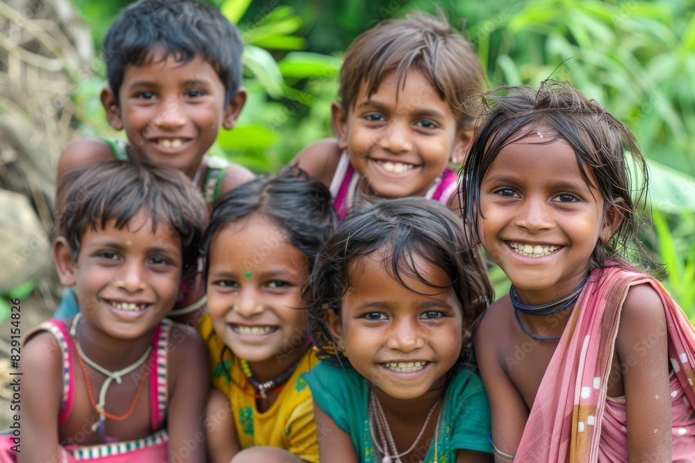 Group of happy Indian kids smiling at camera. Children in India. Group of happy Indian kids smiling at camera. Children in India.