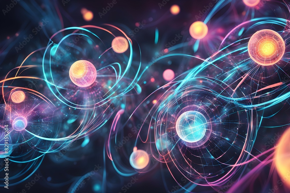 Obraz premium A colorful image of many small circles, some of which are blue, red, and yellow
