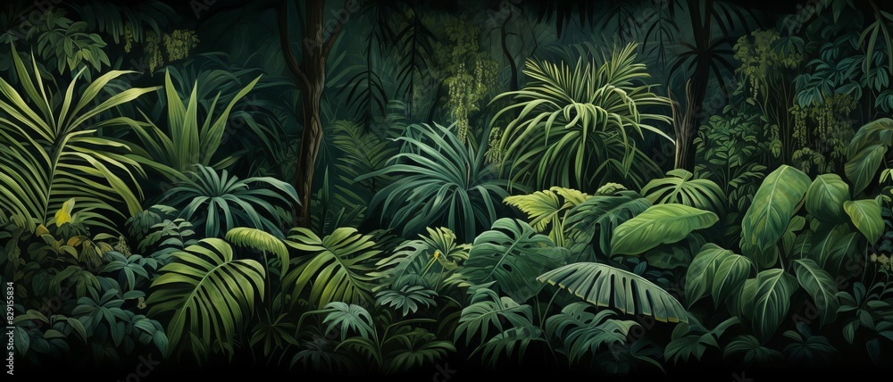 Tropical rainforest wallpaper with lush foliage Tropical rainforest wallpaper with lush foliage