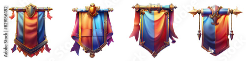 Battle Standard isolated on transparent png background collection set . Generative ai
