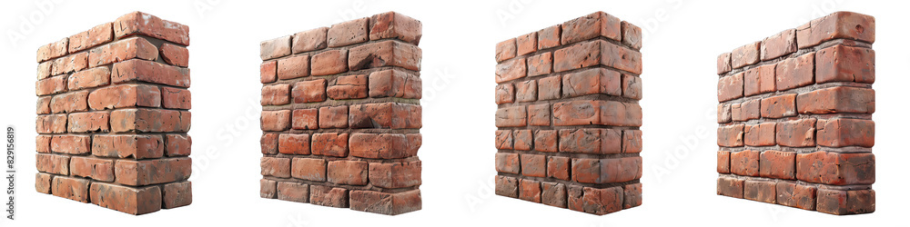 Brick Wall isolated on transparent png background collection set . Generative ai Brick Wall isolated on transparent png background collection set . Generative ai