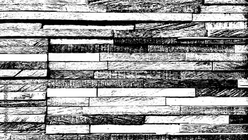11-7. Wood Wall Texture Effect - Illustration. Black and white vector textures in scratch background.