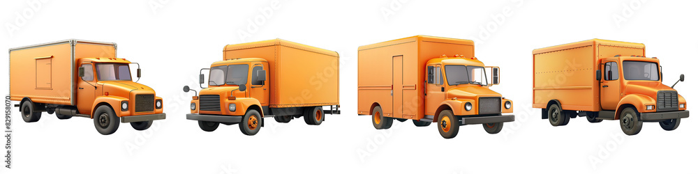 Delivery Truck isolated on transparent png background collection set . Generative ai Delivery Truck isolated on transparent png background collection set . Generative ai