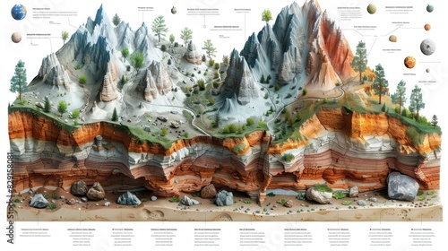 A detailed infographic explaining the geological process of sand formation from rocks and minerals