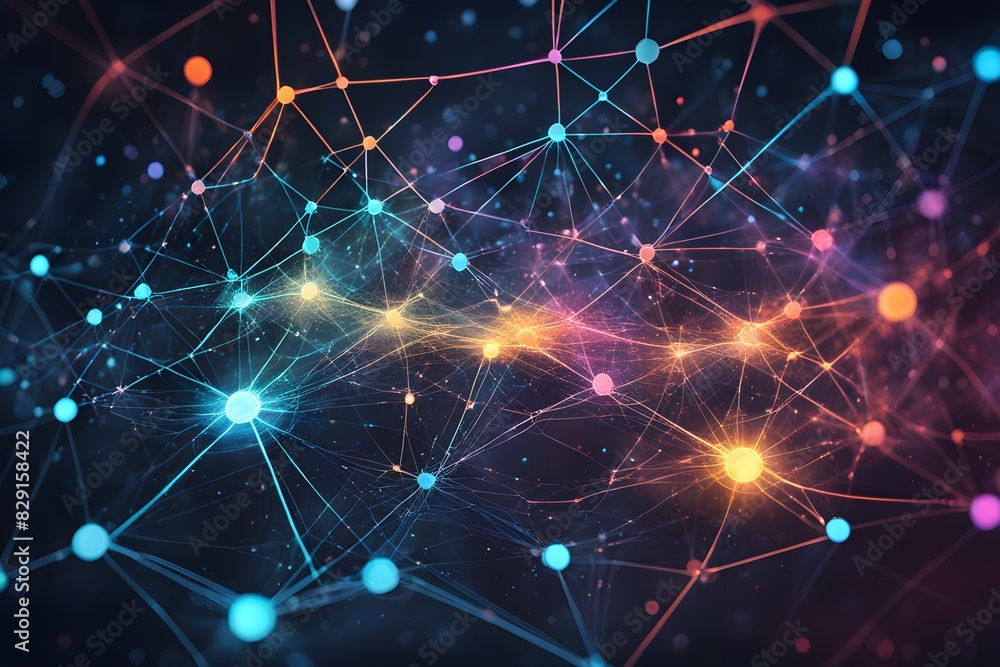 Fototapeta premium A colorful network of dots that are connected to each other