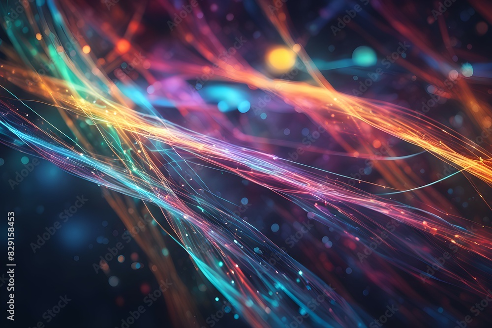 Obraz premium A colorful, abstract image of a rainbow with a blue background