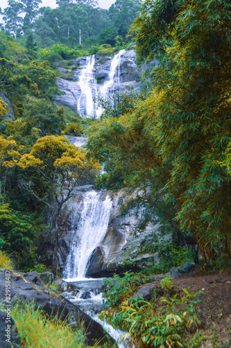 Rocky Waterfall with Autumn Vibes at Nonpareil Falls, Belihuloya, Sri Lanka