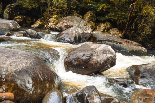 Rocky Waterfall with Autumn Vibes in Belihuloya, Sri Lanka