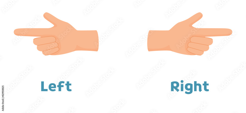 Opposite adjective antonym left and right words illustration of hands ...