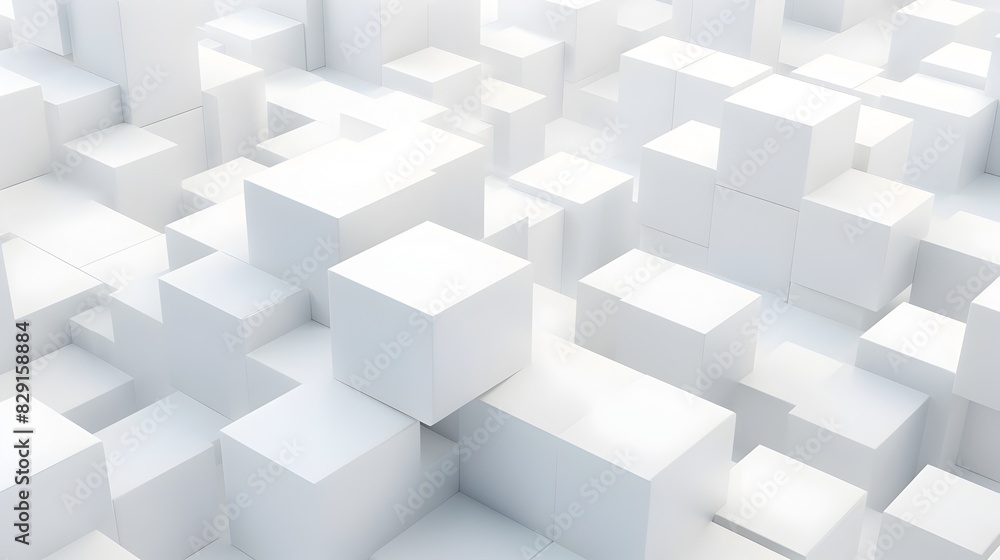 Sleek Abstract Geometric Backdrop for Futuristic Tech or Business Concept Design with Minimal White Cubes and Cityscape Pattern Sleek Abstract Geometric Backdrop for Futuristic Tech or Business Concept Design with Minimal White Cubes and Cityscape Pattern