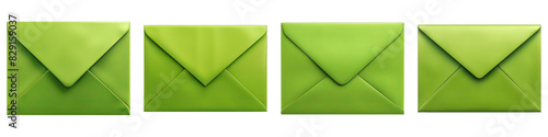 Green Mailing Envelope  isolated on transparent png background collection set . Generative ai photo