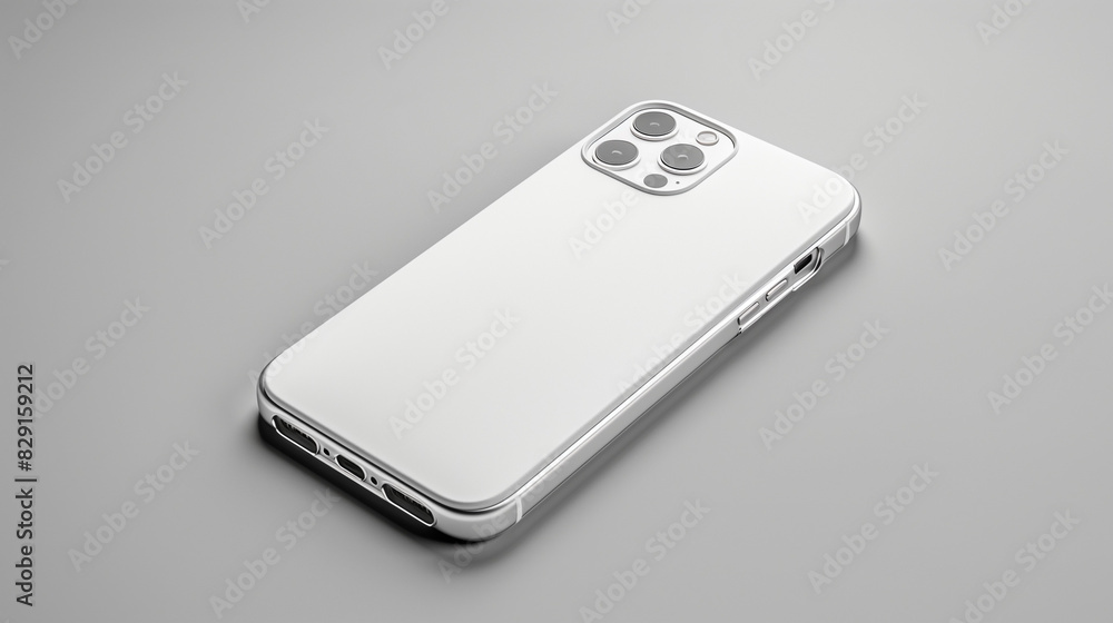 high quality silver iPhone 14 plus case mock up, Smart phone in white silicone cover falls down back view isolated on gray background, 3d object mockup for print and design high quality silver iPhone 14 plus case mock up, Smart phone in white silicone cover falls down back view isolated on gray background, 3d object mockup for print and design