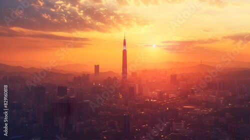 Modern Marvels of Seoul: Explore the modern marvels of Seoul's skyline, where the Lotte World Tower and N Seoul Tower redefine the cityscape with their sleek designs. Witness the cutting-edge photo