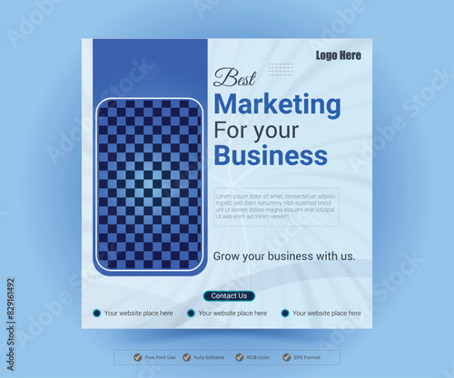 Digital business marketing banner for social media post template. Instagram and Facebook ads poster design.