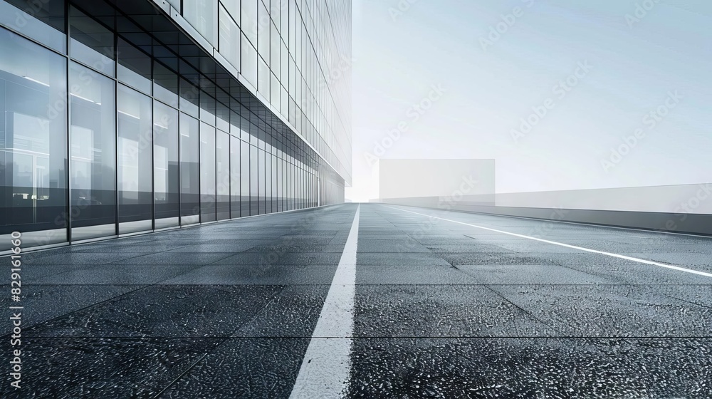 empty modern road leading to a sleek contemporary building showcasing minimalist urban architecture photography empty modern road leading to a sleek contemporary building showcasing minimalist urban architecture photography