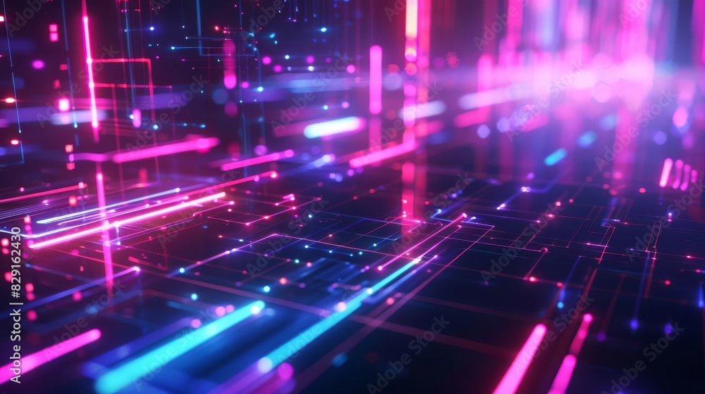 futuristic abstract technology background with glowing neon lights and geometric shapes 3d illustration futuristic abstract technology background with glowing neon lights and geometric shapes 3d illustration