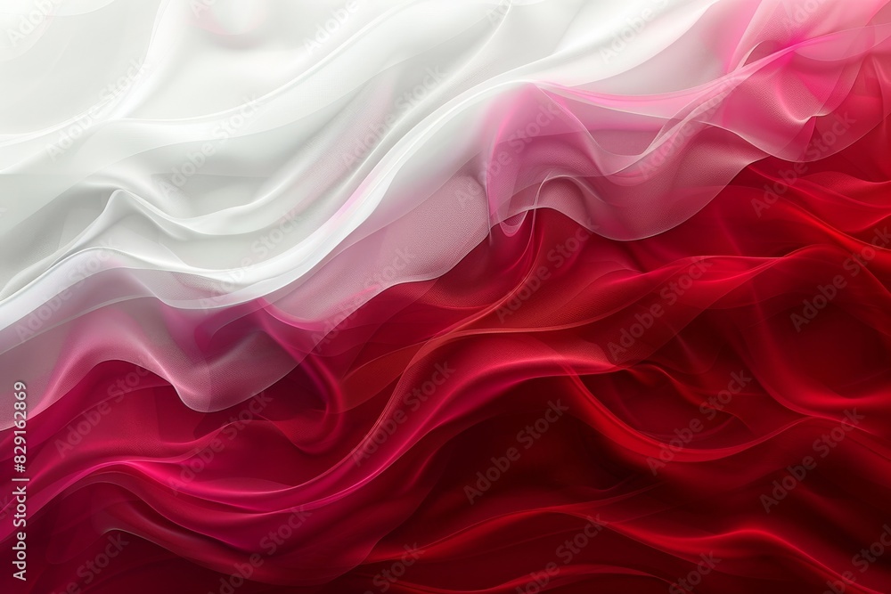 Obraz premium A red, white, and pink fabric with a wave pattern