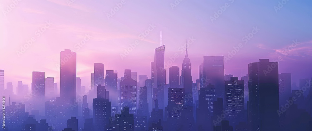 A beautiful cityscape with a purple sky and a pink sunset. A beautiful cityscape with a purple sky and a pink sunset.