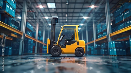 industrial forklift lifting heavy load in manufacturing plant logistics and transportation concept digital illustration