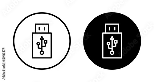 Usb icon vector isolated on white background. Flash disk icon vector