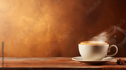 Steaming Cappuccino with Latte Art in Warm Ambiance