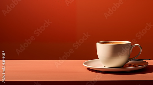 Wallpaper Mural Elegant Cup of Coffee Against a Warm Red Background Torontodigital.ca
