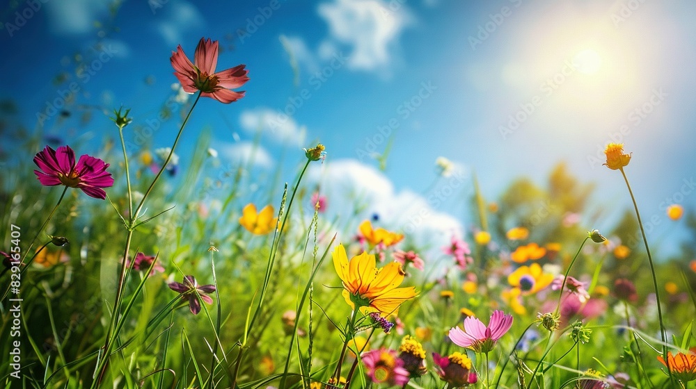 Obraz premium A Meadow of Grass and Flowers in Nature