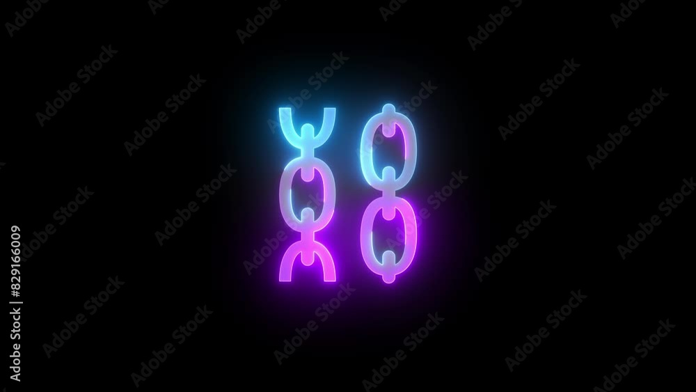 Chains icon neon cyan purple glowing animation black background Chains icon neon cyan purple glowing animation black background