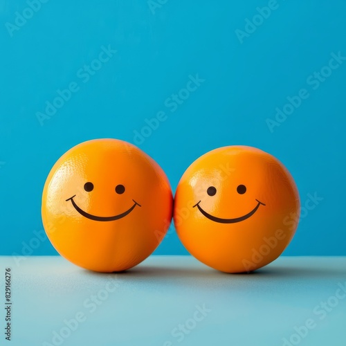 Wallpaper Mural Two couple orange with smiley faces on a desk. International Friendship Day Concept.  Torontodigital.ca