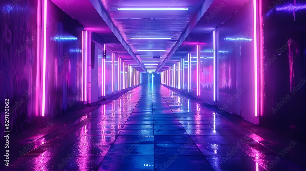 abstract background of futuristic corridor with purple and blue neon lights. abstract background of futuristic corridor with purple and blue neon lights.