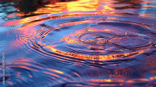 Serene water ripples on a sunset colored reflective surface