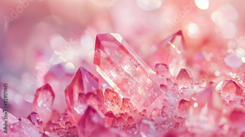 mesmerizing pink crystal cluster on vibrant pink background abstract macro photography