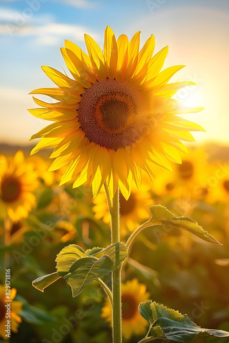 Radiant Sunflower Standing Tall: Capturing Emphasis in a Golden Field