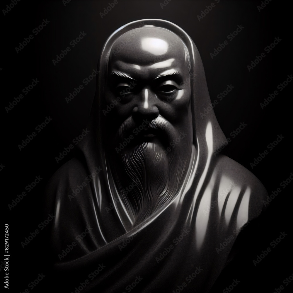 Ancient China in Stone. The Marble Sculpture of Zhuangzi. Generative AI Ancient China in Stone. The Marble Sculpture of Zhuangzi. Generative AI