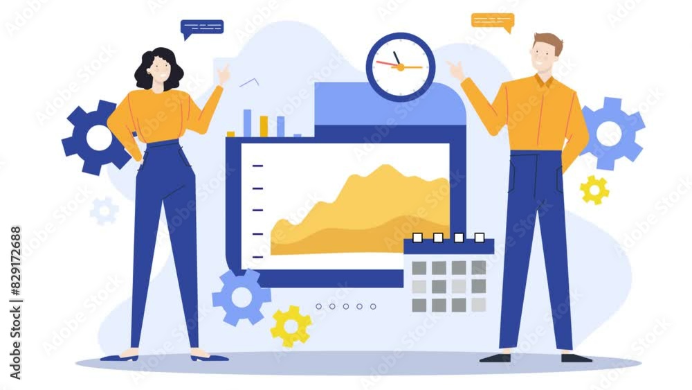 business teamwork strategy animated illustration. business and finance illustration business teamwork strategy animated illustration. business and finance illustration