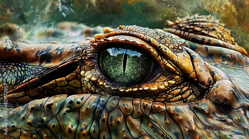 piercing gaze crocodiles mesmerizing eyes in vivid detail digital painting