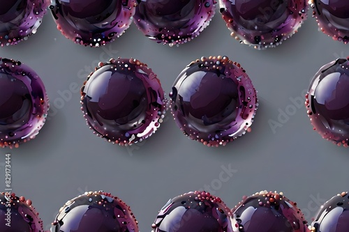 Purple glass beads. Violet epoxy resin balls. 3d realistic vector drops with transparency. Homemade crystal balls with a tiny bubbles and liquid marbling effect. Glossy translucent ... See More
 photo