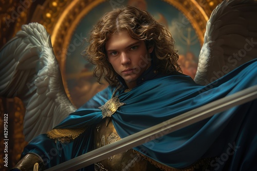 Archangel Gabriel, the celestial emissary bridging judaism, christianity, and islam, embodying divine strength and lordly power, revered as the singular archistratigus in orthodoxy photo