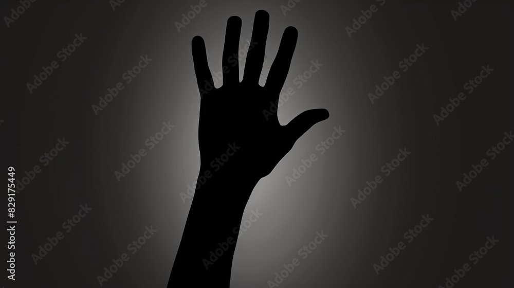 silhouette of a hand showing the Stop sign in sign language 