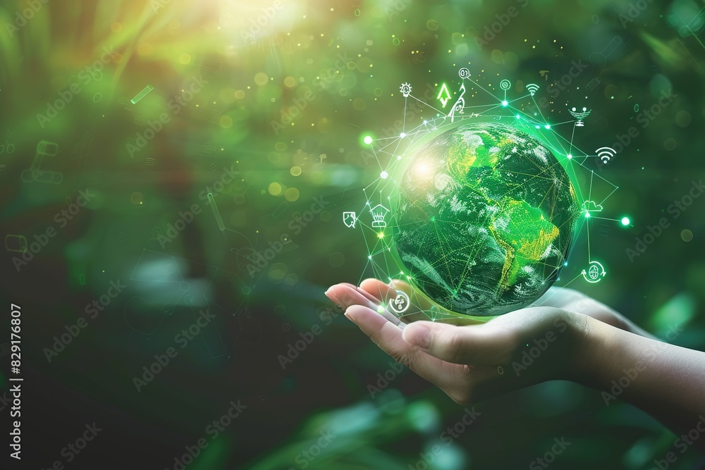 Eco-friendly earth, environmental saving with tree care planting and go green concept on volunteering hands for World environment day. Eco-friendly earth, environmental saving with tree care planting and go green concept on volunteering hands for World environment day.