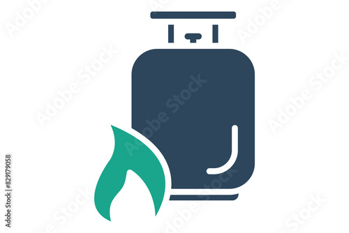 Gas icon. gas cylinder with fire. icon related to utilities. solid icon style. utilities elements vector illustration