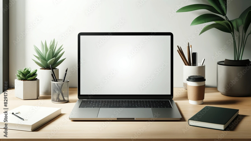 Laptop with White Screen Mockup Laptop with White Screen Mockup
